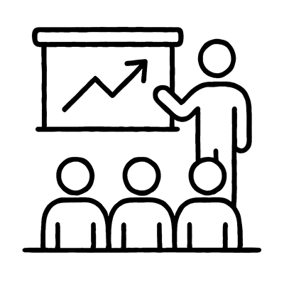 Outlined icon of three people inside a heart shape, representing community, care, or a supportive culture.
