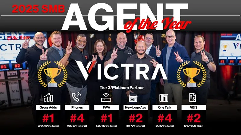 Victra business sales team members celebrating together