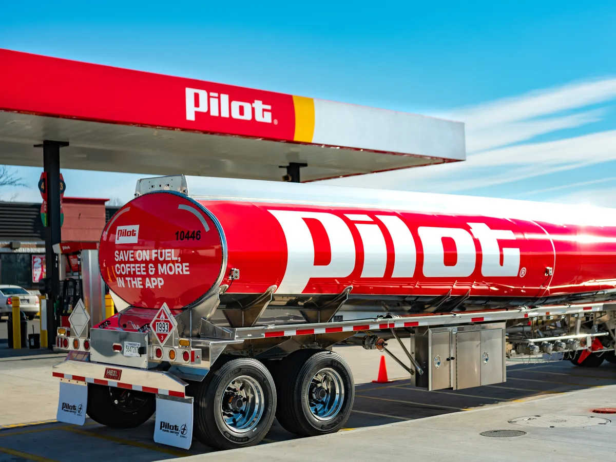 A Pilot fuel tanker at a travel center