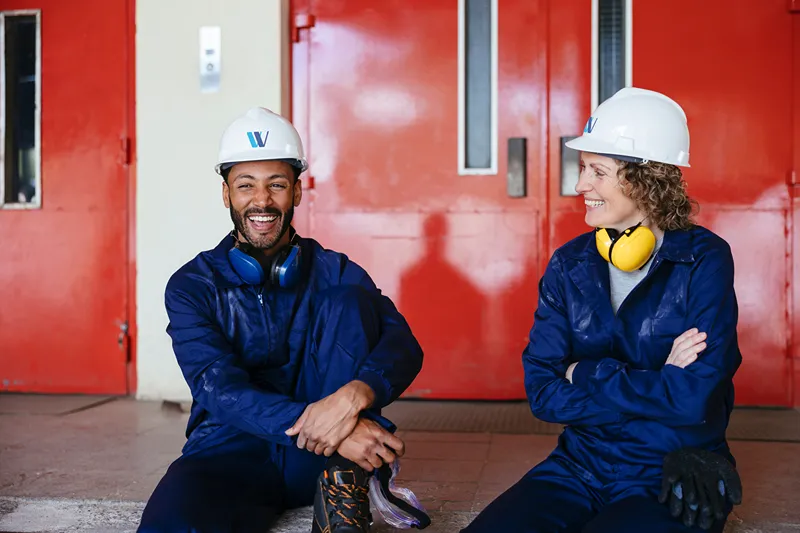 two employees are taking a break