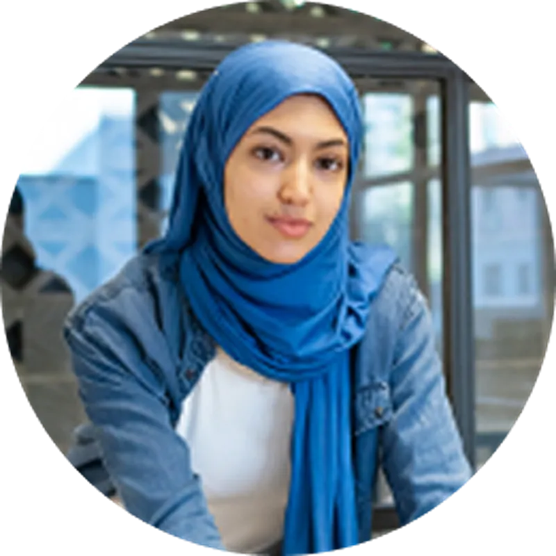 A woman wearing a headscarf