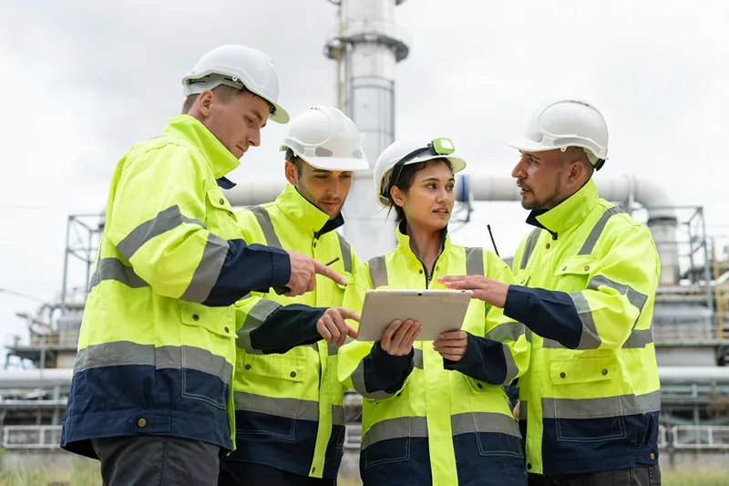 A group of staff are talking
