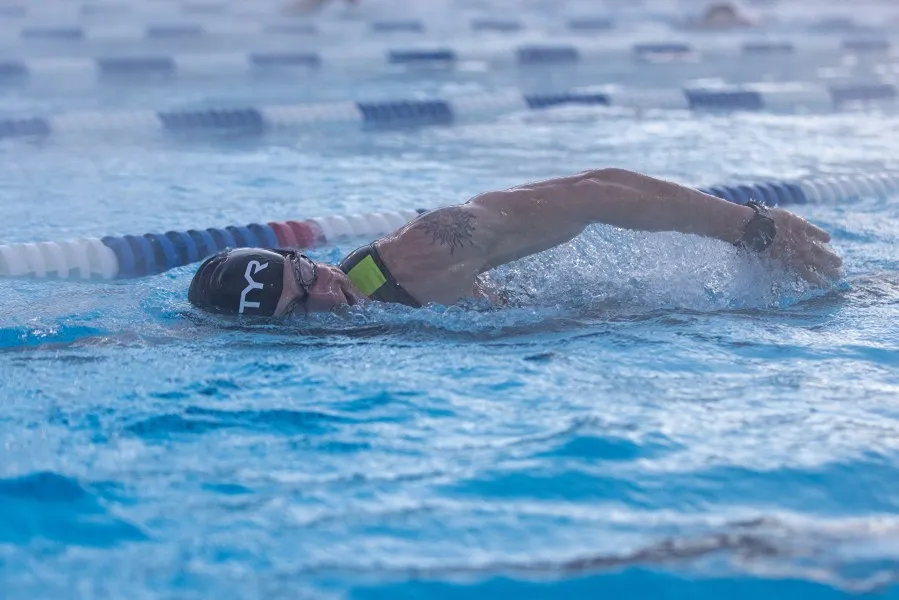 a man swimming