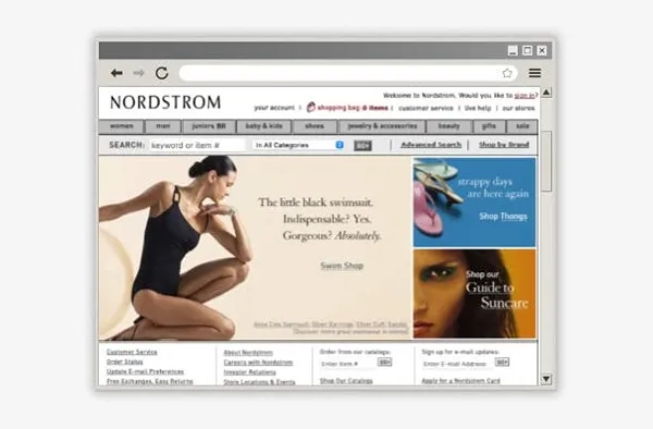 a computer screen showing the Nordstrom website