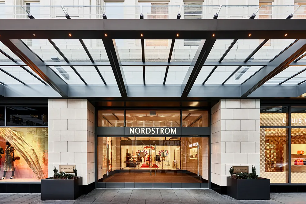 the entrance to the Nordstrom store