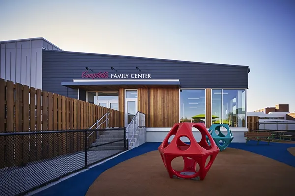 Campbells Family Center headquarters exterior with playground equipment