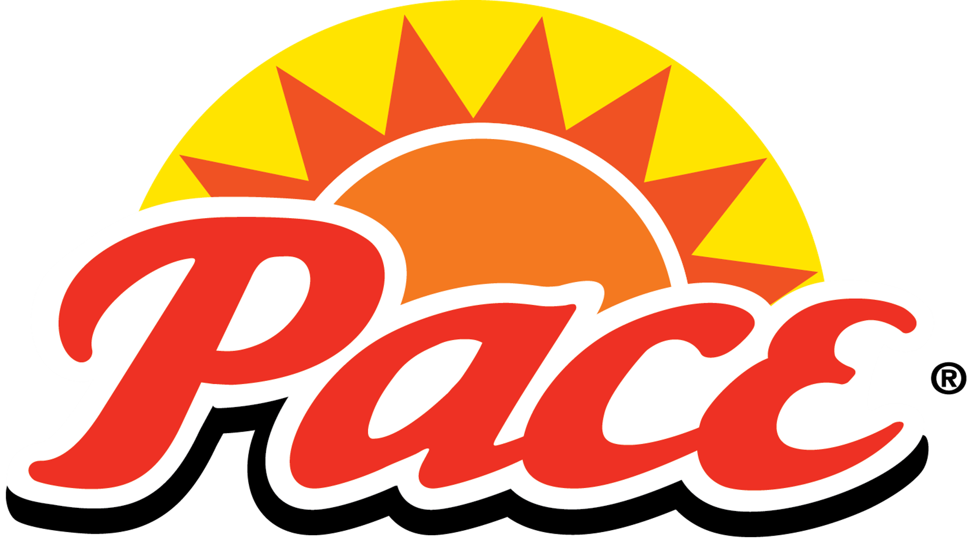 Pace brand logo featuring stylized lettering under a sunburst