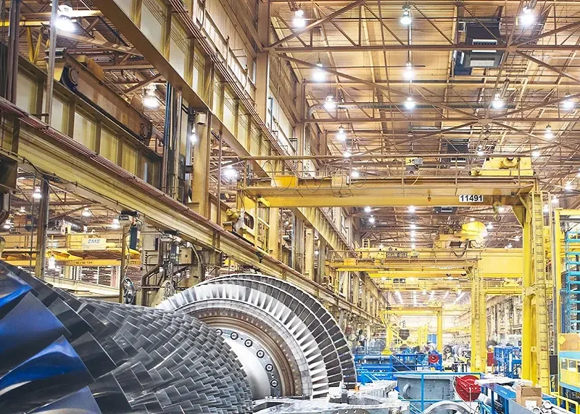 A photo of the inside of a large factory