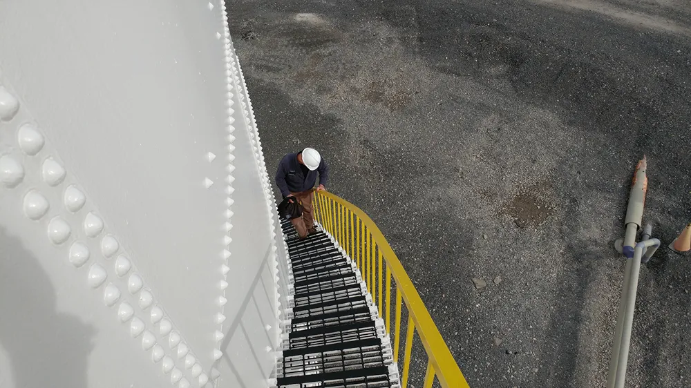 A man climbing a set of stairs