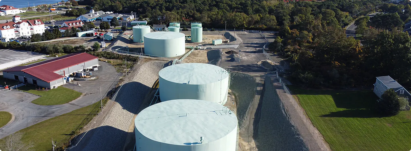 An ariel view of a large industrial complex