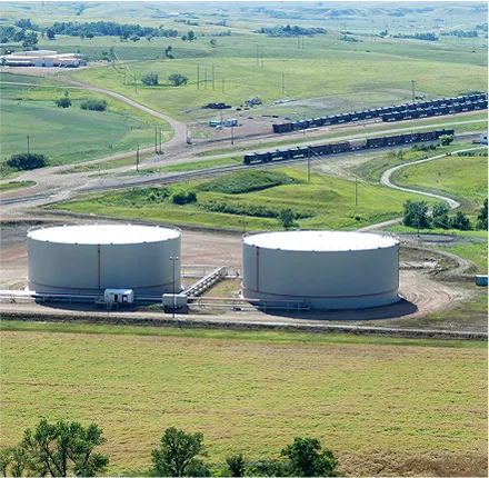 Ariel view of two large fuel containers