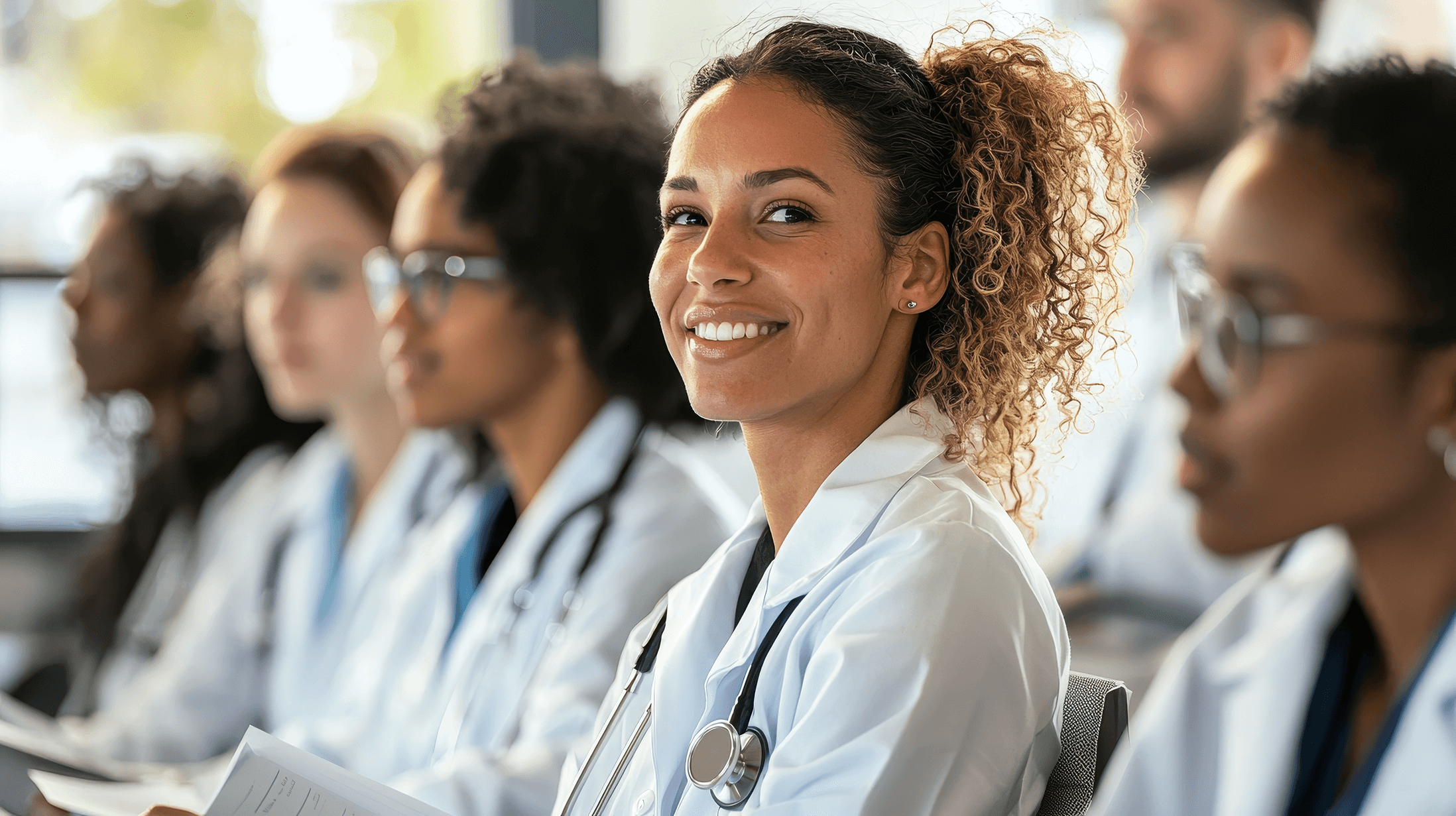 A group of doctors sitting side by side