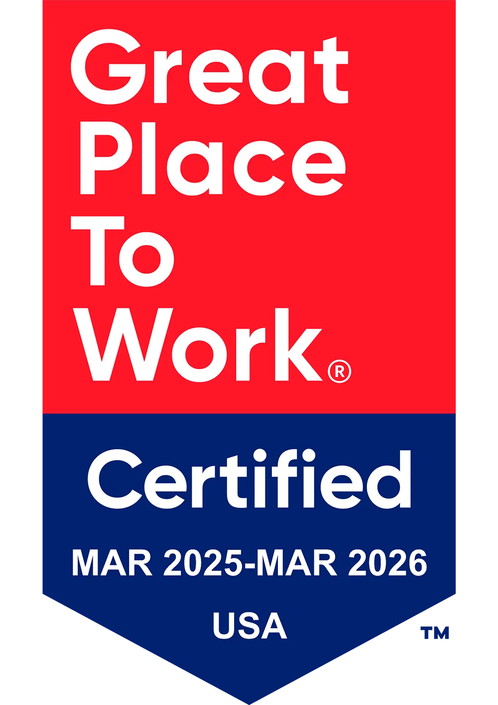 Great Place To Work - Certified MAR 2025 - MAR 2026 USA