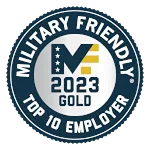 Military Friendly Top 10 Employer 2023 Gold award badge