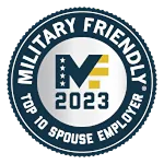 Military Friendly Top 10 Spouse Employer 2023 badge