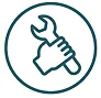 Icon of a hand holding a wrench within a circle, representing introduction to tools or services